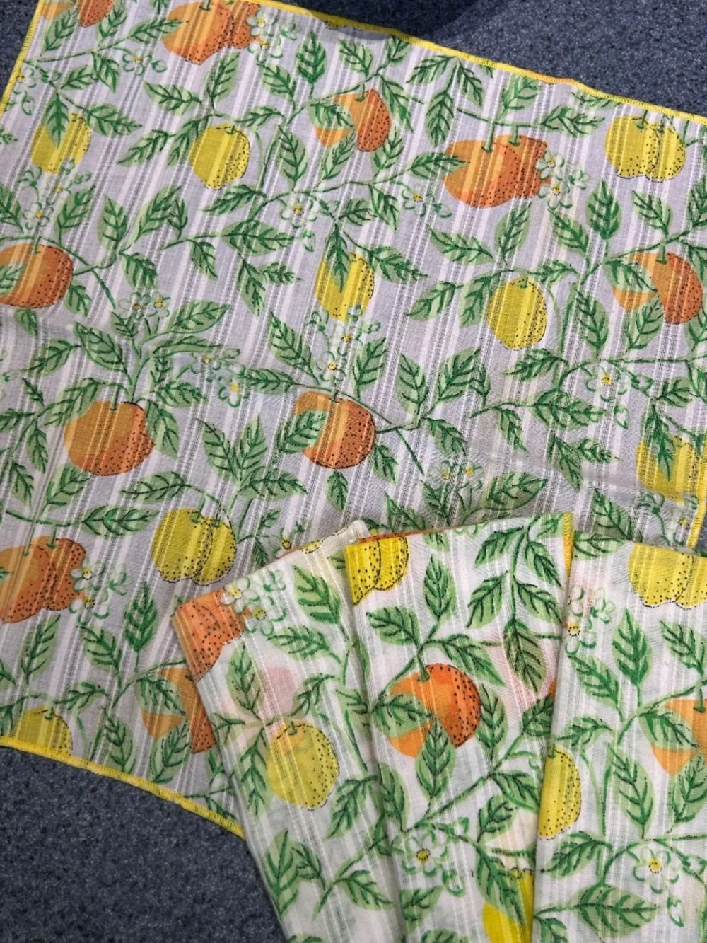 Vintage Placemat Set with Napkins and Coasters, Oranges and Lemons